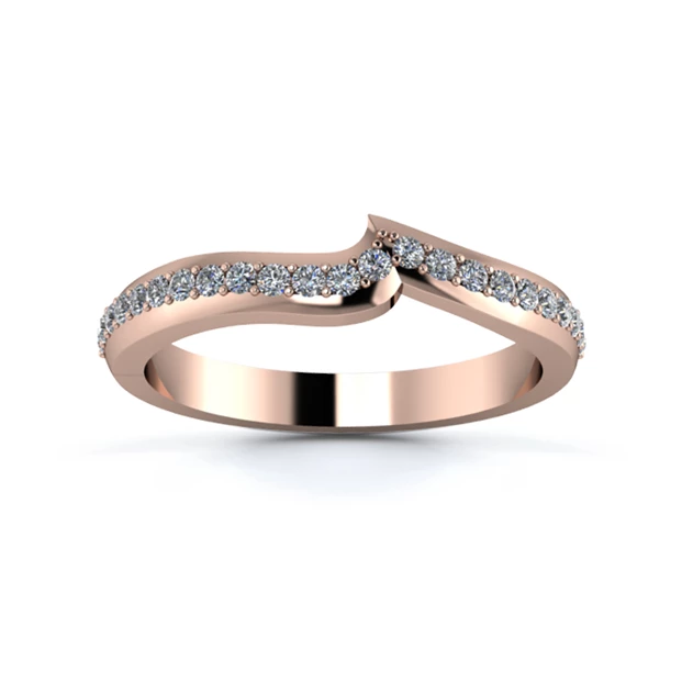 18K Rose Gold 2.5mm Fitted Half Grain Diamond Set Ring