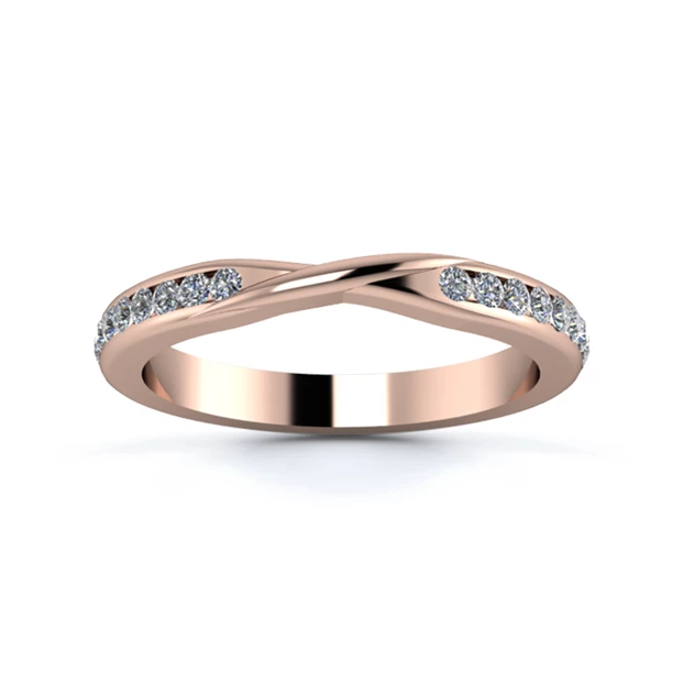 18K Rose Gold 2.5mm Ribbon Half Channel Diamond Set Ring