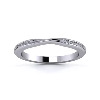 18K White Gold 2mm Ribbon Half Grain Diamond Set Ring