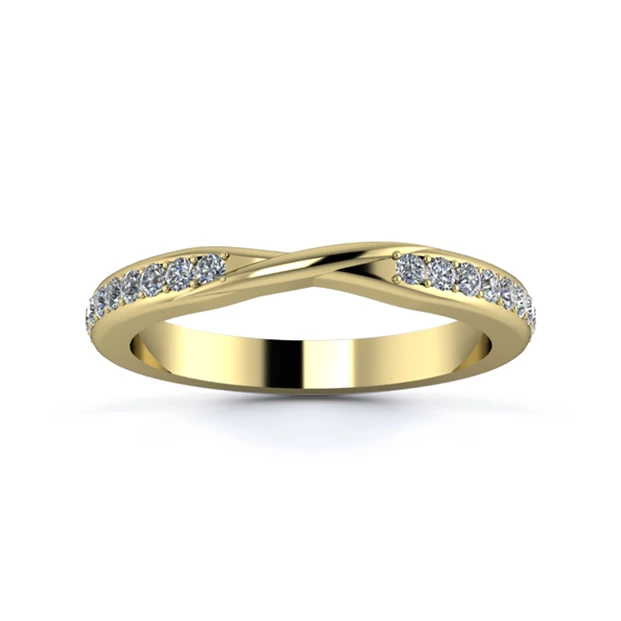 18K Yellow Gold 2.5mm Ribbon Half Grain Diamond Set Ring
