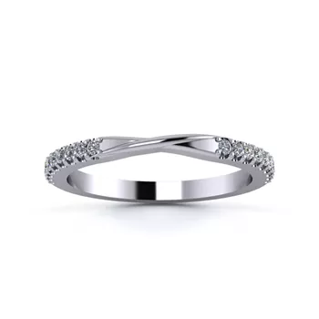 Platinum 2mm Ribbon Half Micro Diamond Set Ring