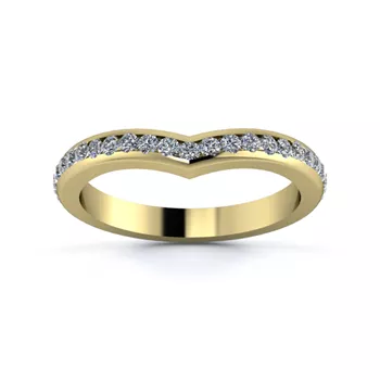 18K Yellow Gold 2.5mm Wishbone Half Channel Diamond Set Ring