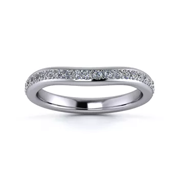 18K White Gold 2.5mm Slight Wave Full Grain Diamond Set Ring