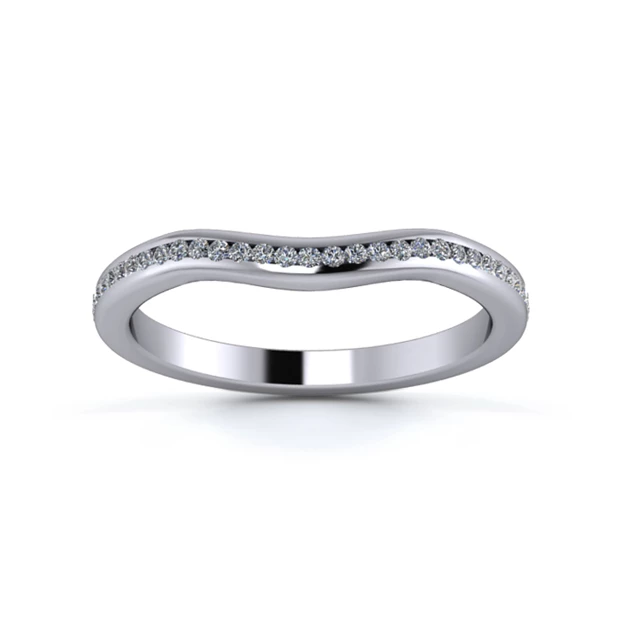 Platinum 2mm Gentle Wave Three Quarter Channel Diamond Set Ring