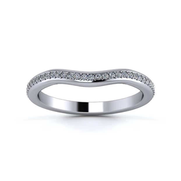 Platinum 2mm Gentle Wave Three Quarter Grain Diamond Set Ring