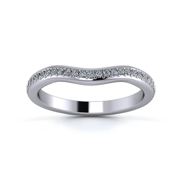 Platinum 2.2mm Gentle Wave Full Grain Diamond Set Ring