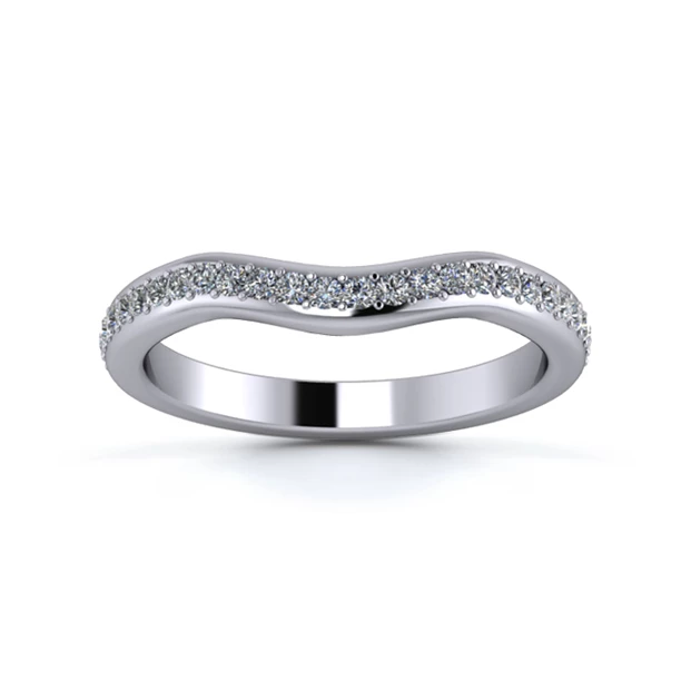 Platinum 2.5mm Gentle Wave Three Quarter Grain Diamond Set Ring