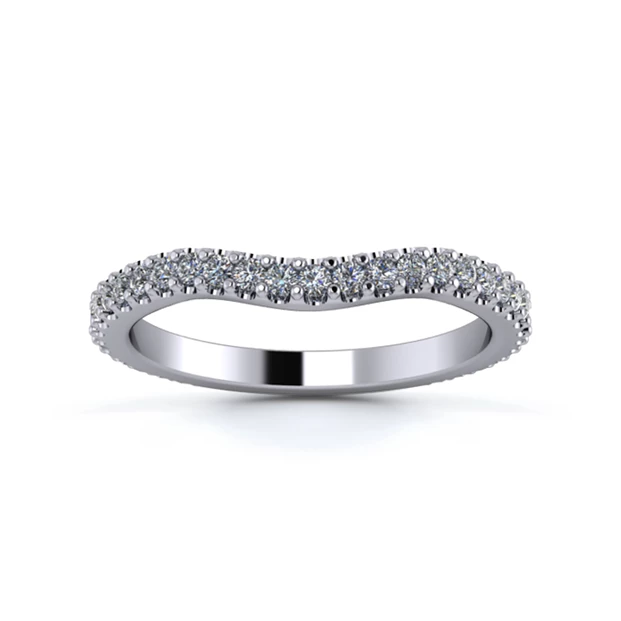 18K White Gold 2mm Gentle Wave Three Quarter Micro Diamond Set Ring
