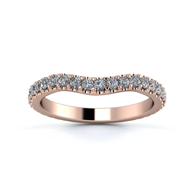 18K Rose Gold 2.2mm Gentle Wave Full Micro Diamond Set Ring