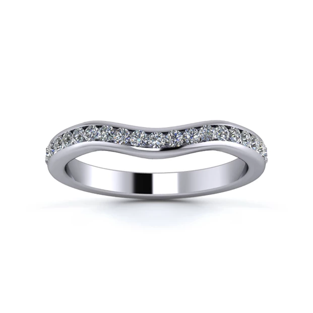 Platinum 2.5mm Gentle Wave Full Channel Diamond Set Ring