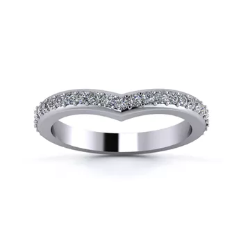 18K White Gold 2.5mm Wishbone Full Grain Diamond Set Ring