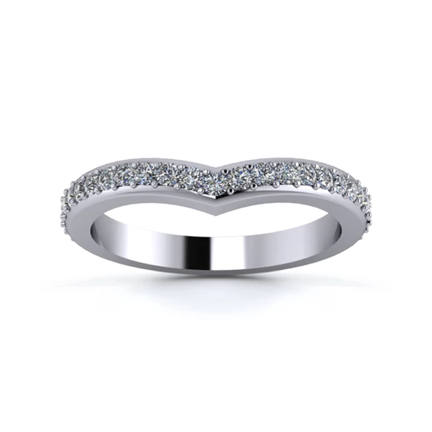 18K White Gold 2.5mm Wishbone Full Grain Diamond Set Ring