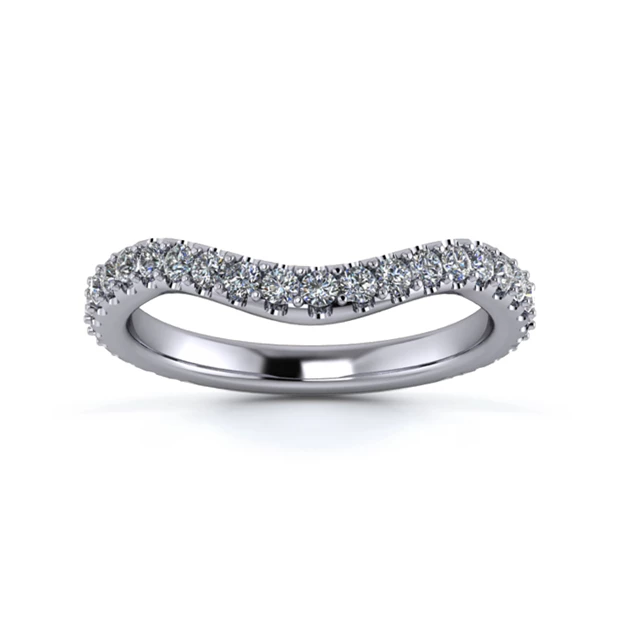 18K White Gold 2.2mm Dramatic Wave Full Micro Diamond Set Ring