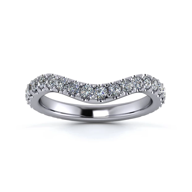 Platinum 2.5mm Dramatic Wave Three Quarter Micro Diamond Set Ring