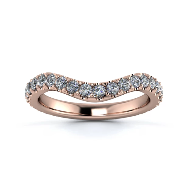 18K Rose Gold 2.5mm Dramatic Wave Three Quarter Micro Diamond Set Ring