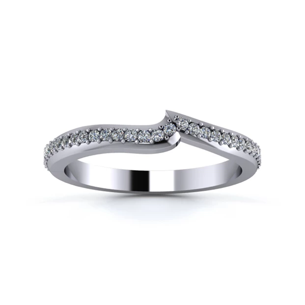 18K White Gold 2.2mm Fitted Full Grain Diamond Set Ring