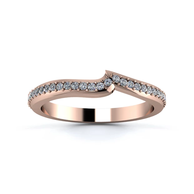 18K Rose Gold 2.2mm Fitted Full Grain Diamond Set Ring