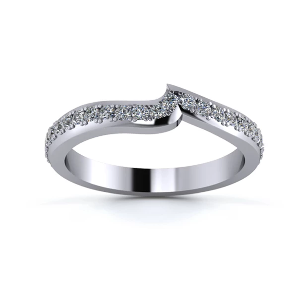 18K White Gold 2.5mm Fitted Full Grain Diamond Set Ring