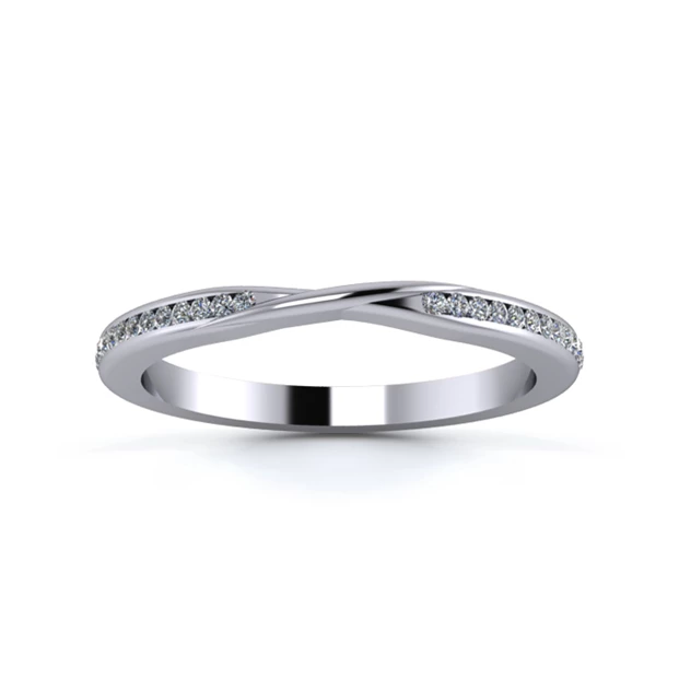 18K White Gold 2mm Ribbon Full Channel Diamond Set Ring