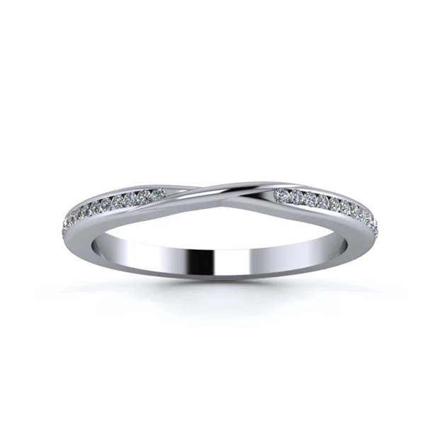 Platinum 2mm Ribbon Three Quarter Channel Diamond Set Ring
