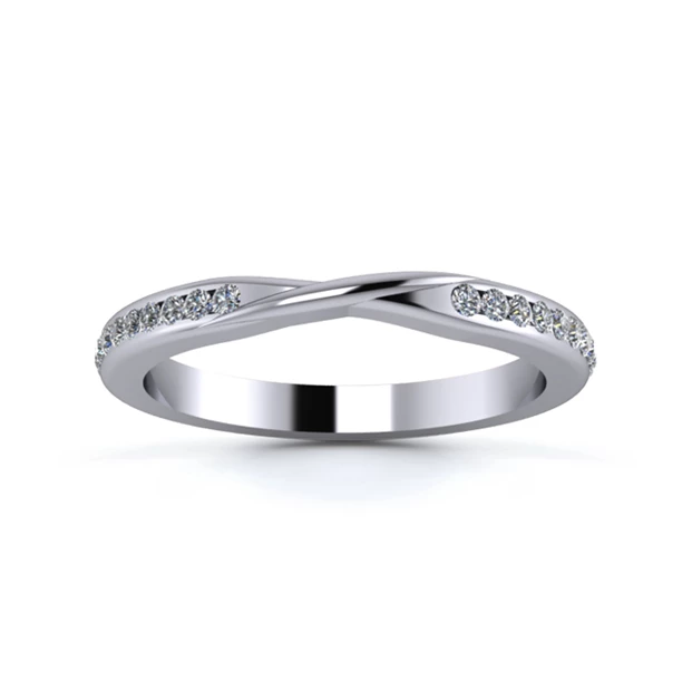 Platinum 2.2mm Ribbon Three Quarter Channel Diamond Set Ring
