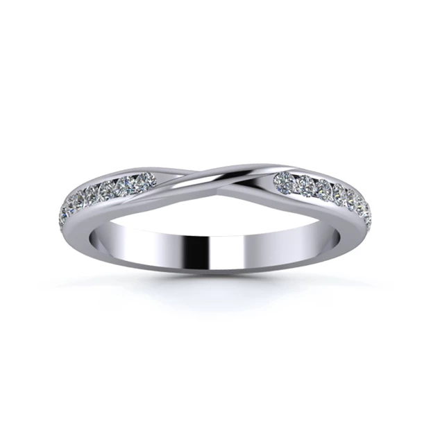 Platinum 2.5mm Ribbon Full Channel Diamond Set Ring