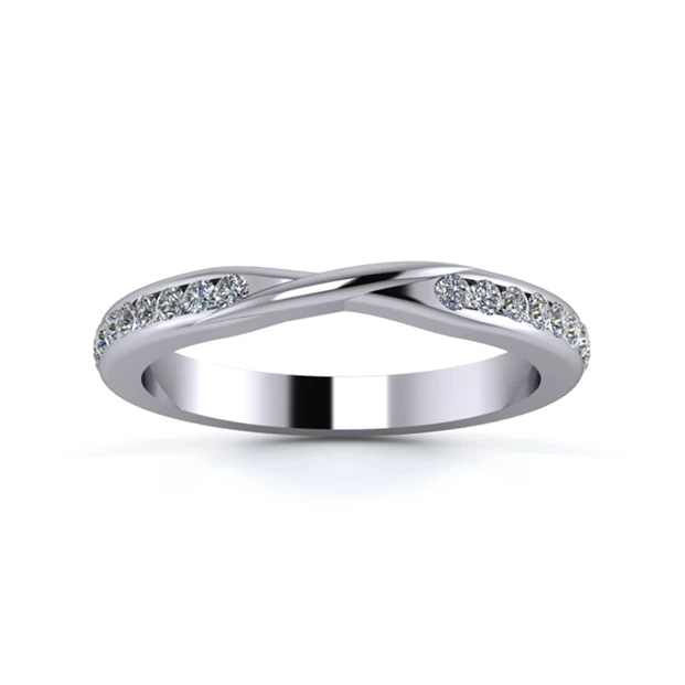 Platinum 2.5mm Ribbon Three Quarter Channel Diamond Set Ring