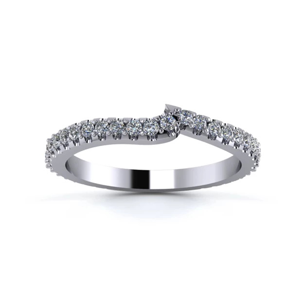 Platinum 2mm Fitted Full Micro Diamond Set Ring