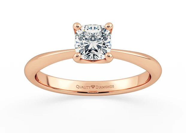 Two Carat Lab Grown Cushion Solitaire Diamond Engagement Ring in 18K Rose Gold