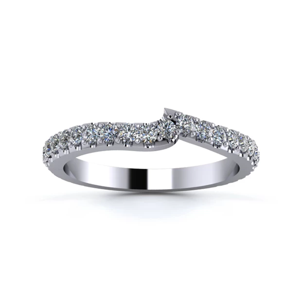 18K White Gold 2.2mm Fitted Three Quarter Micro Diamond Set Ring