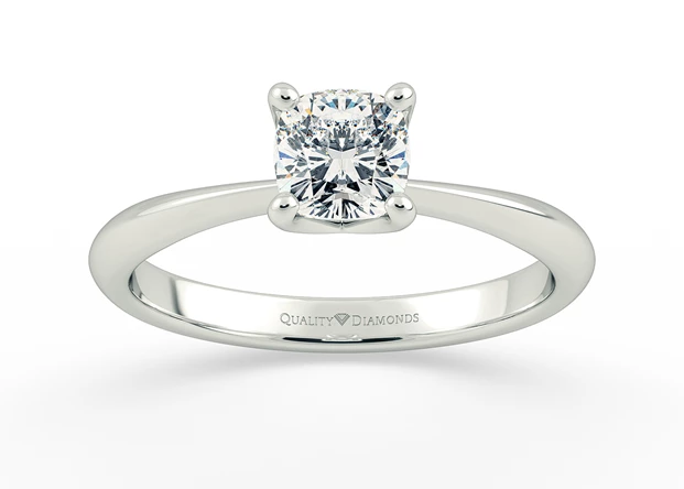 Half Carat Cushion Solitaire Diamond Engagement Ring in Platinum 950