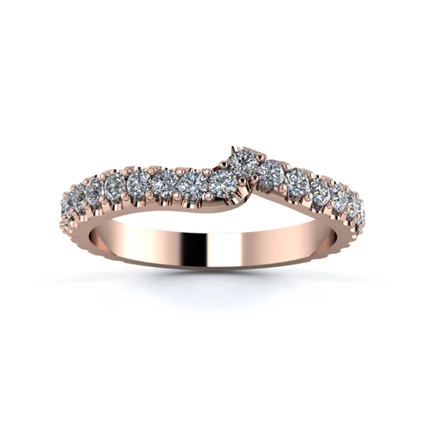 18K Rose Gold 2.5mm Fitted Three Quarter Micro Diamond Set Ring