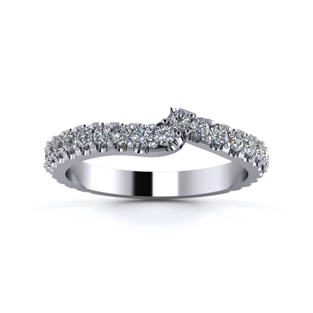 18K White Gold 2.5mm Fitted Three Quarter Micro Diamond Set Ring