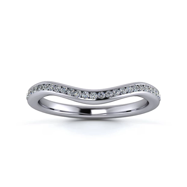 Platinum 2mm Dramatic Wave Three Quarter Channel Diamond Set Ring