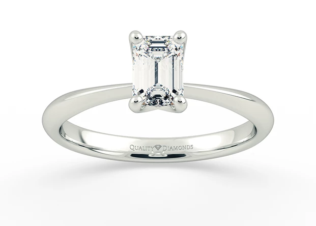 Two Carat Emerald Solitaire Diamond Engagement Ring in Platinum 950