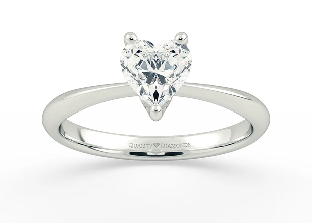 Half Carat Heart Solitaire Diamond Engagement Ring in Platinum 950