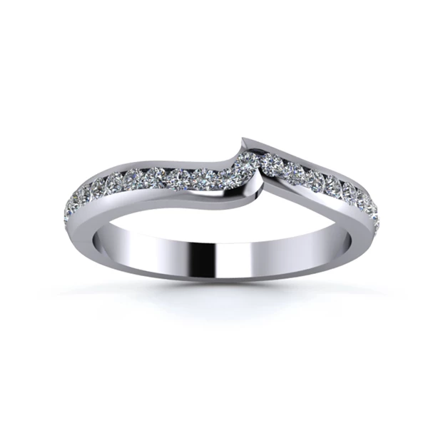 Platinum 2.5mm Fitted Three Quarter Channel Diamond Set Ring