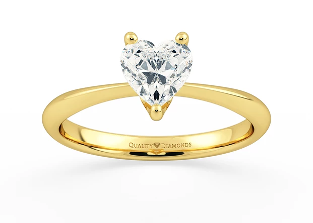 One Carat Heart Solitaire Diamond Engagement Ring in 18K Yellow Gold