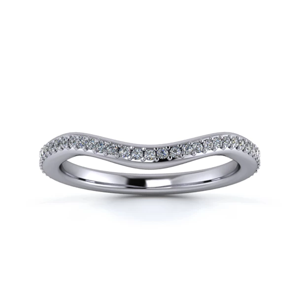Platinum 2mm Dramatic Wave Full Grain Diamond Set Ring