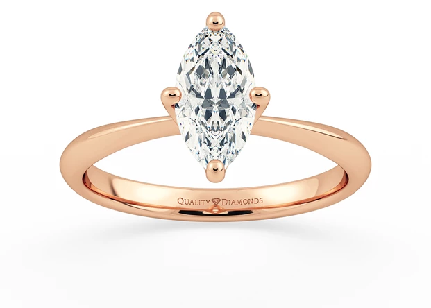 One Carat Marquise Solitaire Diamond Engagement Ring in 18K Rose Gold
