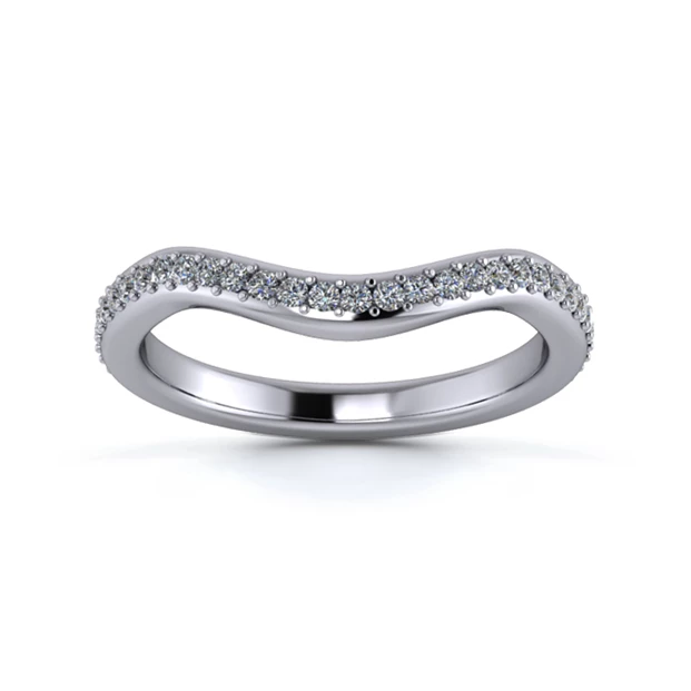 Platinum 2.2mm Dramatic Wave Three Quarter Grain Diamond Set Ring