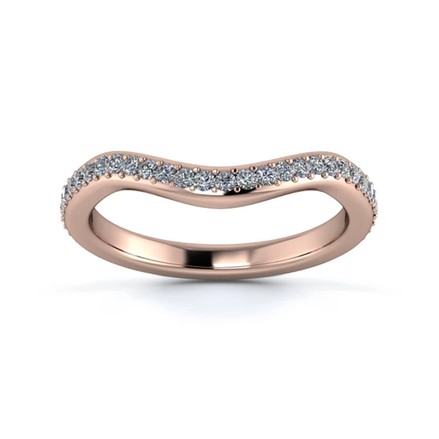 18K Rose Gold 2.5mm Dramatic Wave Three Quarter Grain Diamond Set Ring