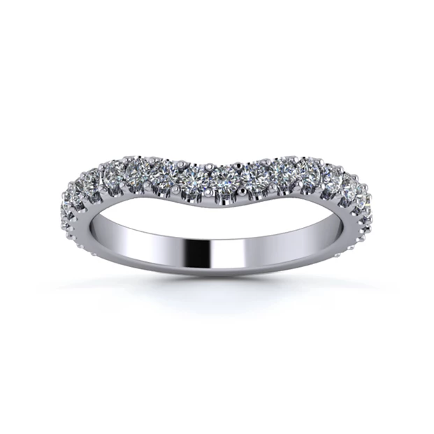 Platinum 2.5mm Gentle Wave Three Quarter Micro Diamond Set Ring