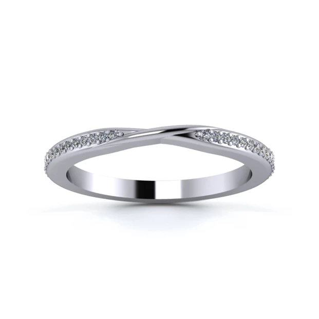 18K White Gold 2mm Ribbon Three Quarter Grain Diamond Set Ring