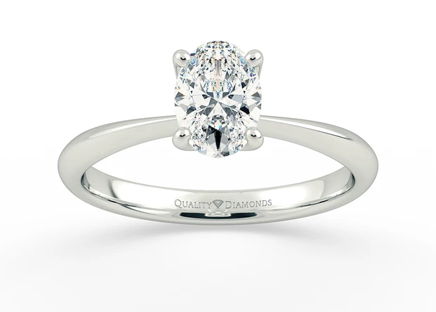 Two Carat Oval Solitaire Diamond Engagement Ring in 9K White Gold