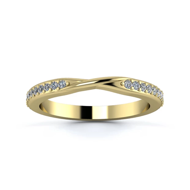18K Yellow Gold 2.2mm Ribbon Full Grain Diamond Set Ring