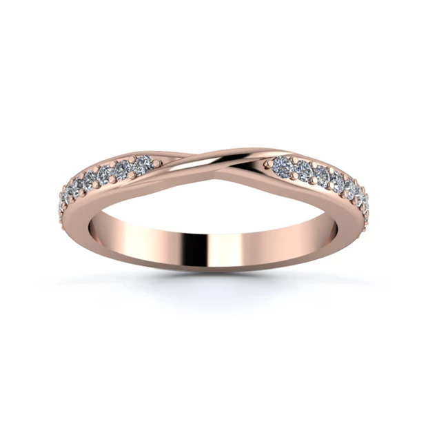 18K Rose Gold 2.5mm Ribbon Full Grain Diamond Set Ring