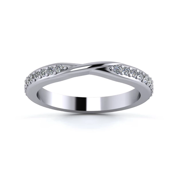18K White Gold 2.5mm Ribbon Full Grain Diamond Set Ring