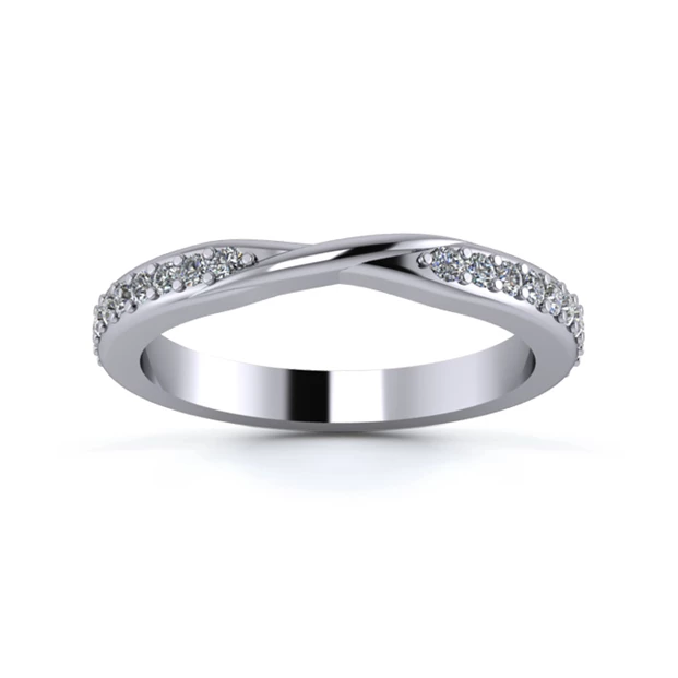Platinum 2.5mm Ribbon Three Quarter Grain Diamond Set Ring
