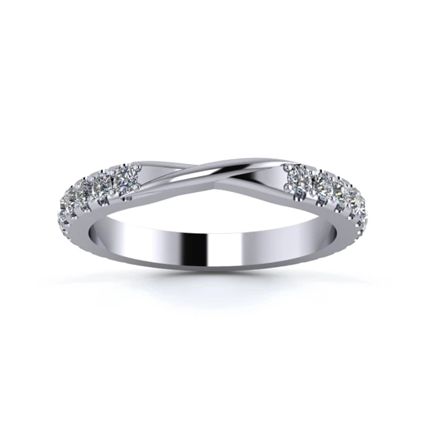 Platinum 2.5mm Ribbon Three Quarter Micro Diamond Set Ring